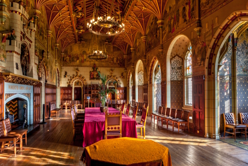 Beautifully decorated interior of a section of Cardiff Castle, Cardif, Glamorgan, Wales, United Kingdom