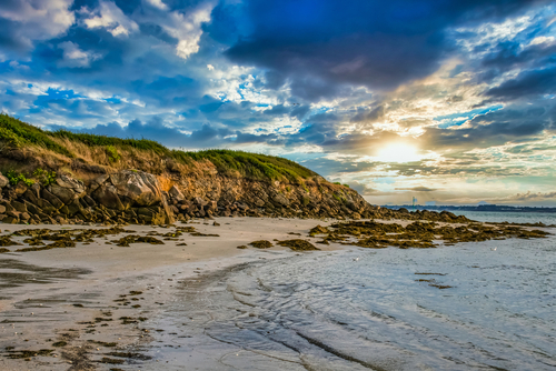 Sunset on a Beach of Carnac, Brittany, France