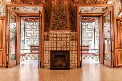 Interior view of Casa Vicens, the first masterpiece of Antoni Gaudí. Built between 1883 and 1885 as a Summer house for the Vicens family in Barcelona, Catalonia, Spain