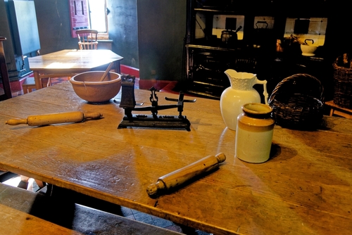 The kitchen at Castell Coch or the Red Castle, Tongwynlais, Cardiff, Wales, United Kingdom
