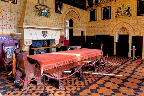 Banqueting Hall at Castell Coch or the Red Castle, Tongwynlais, Cardiff, Wales, UK
