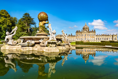 View of the Atlas Fountain at Castle Howard in North York Moors National Park, Yorkshire, England, United Kingdom