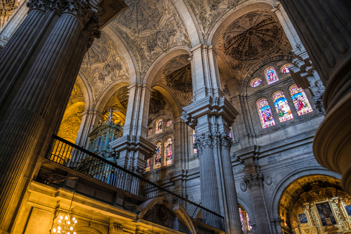 Interior view of the Cathedral of the Incarnation in Malaga, Andalusia, Spain