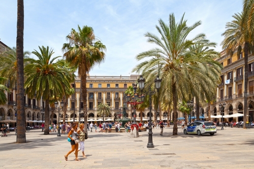 The fountain of the Three Graces (Catalan: Font de les Tres Gràcies) is located in the Plaza Real de Barcelona, in the district of Ciutat Vella in Barcelona, Catalonia, Spain