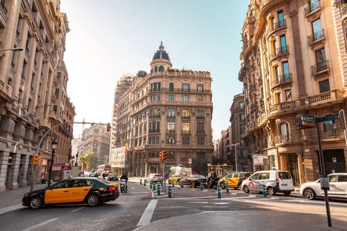 Via Laietana is a major thoroughfare in Barcelona, in the Ciutat Vella district in Barcelona, Catalonia, Spain