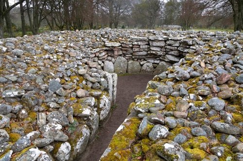 One of the most sacred historic sites in Scotland, the mystical Clava Cairns, a Bronze Age cemetery complex near Culloden in Scotland, United Kingdom