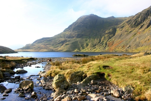 Hiking near Coniston Water lake, the Lake District National Park, Cumbria, England, United Kingdom