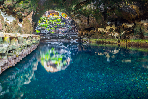 Beautiful Cueva de los Verdes in Jameos del Agua, Lanzarote island, The Canaries, Spain