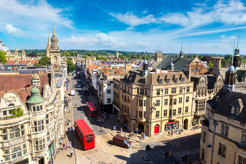 Panoramic aerial view of Oxford in a beautiful Summer day, England, United Kingdom
