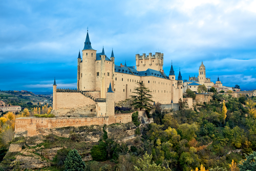 View of the magnificient Alcazar Castle in Segovia, Spain