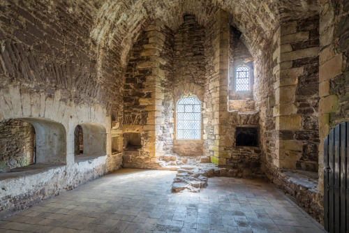 Indoor sight in Doune Castle, medieval stronghold near the village of Doune, in the Stirling district of central Scotland, UK