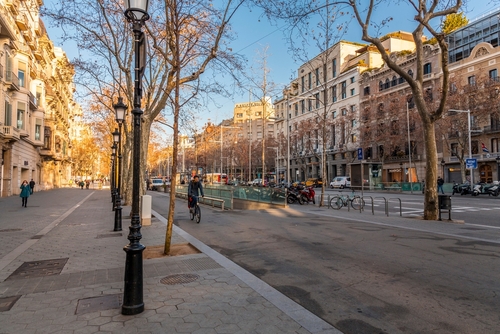 Buildings around the Passeig de Gracia, one of the main avenues in Eixample district of Barcelona, Catalonia, Spain
