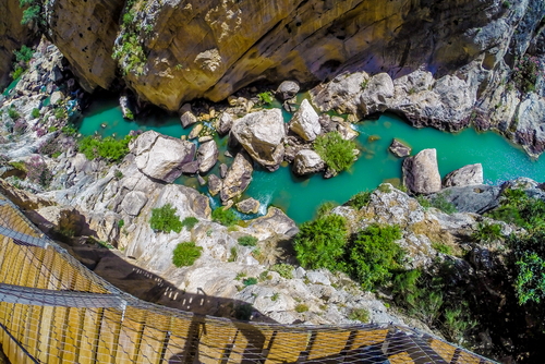 Beautiful view of the El Caminito del Rey (King's Little Path), World's Most Dangerous Footpath, Ardales, near Malaga, Andalusia, Spain