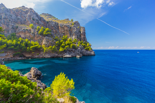 Beautiful view of the secluded Sa Calobra beach on Mallorca Island, Balearic Islands, Spain