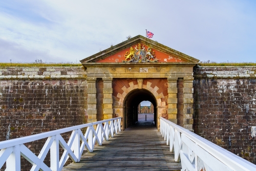 View of the entrance of Fort George historic fortress, in the Highlands, Scotland, UK