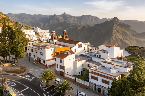 Aerial view of Artenara village, the oldest and highest Village in Gran Canaria Island, Canary islands, Spain