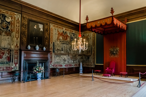 Interior view of Hampton Court Palace in Richmond, London,UK. Hampton Court was originally built for Cardinal Thomas Wolsey, a favorite of King Henry VIII, circa 1514
