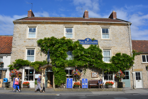 Facade of The Feathers public house, Helmsley in Ryedale, North Yorkshire, England, UK