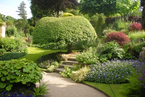Landscaped gardens at Hever Castle and gardens located in the village of Hever, Kent, near Edenbridge, England, United Kingdom
