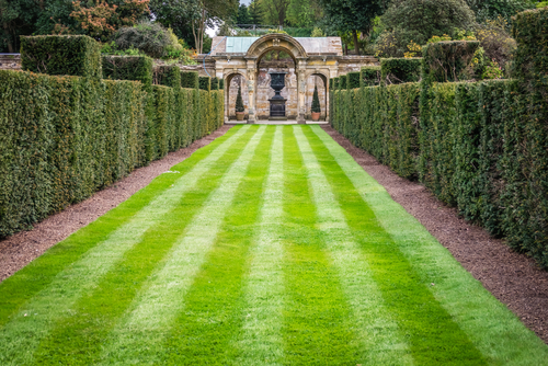 Beautiful Hever Castle gardens located in the village of Hever, Kent near Edenbridge, England, UK