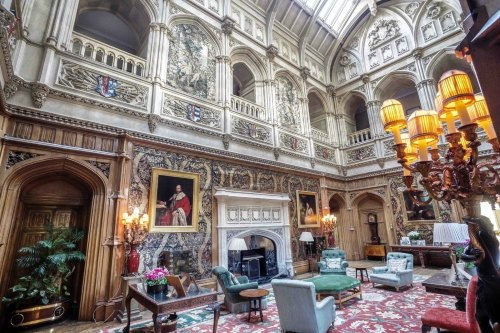 Interior view of Highclere Castle, home to the Earl of Carnarvon and setting of the popular tv series Downton Abbey in England, United Kingdom