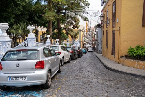 Old cobblestone street in Icod de los Vinos, Tenerife Island, The Canary Islands, Spain