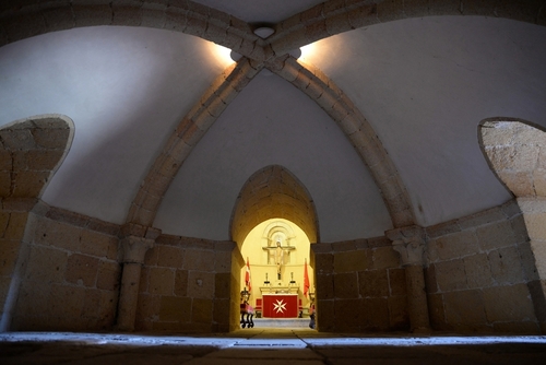 Interior view of the Church of Vera Cruz, an ancient templar church in Segovia, Castilla y Leon, Spain