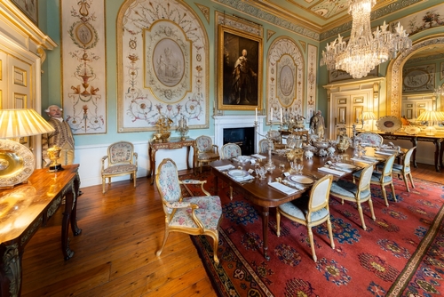 Interior view of the decorated dining room at the Inveraray castle, Scotland, UK