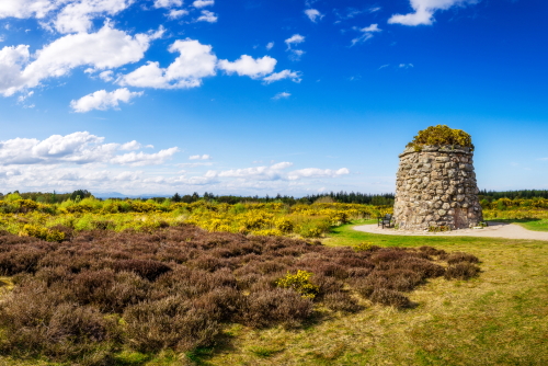 Memorial Cairn at the battlefield of Culloden near Inverness, Scotland, UK