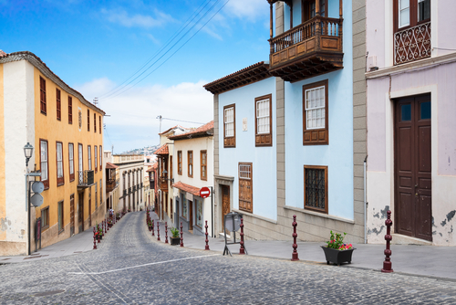 Cobbled street view at La Orotava, Tenerife Island, The Canary Islands, Spain