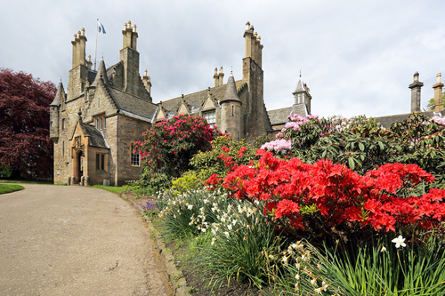 Beautiful colorful flowers at the Lauriston Castle and Gardens in Edinburgh, Scotland, United Kingdom