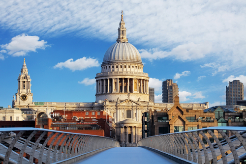 View of the St. Paul's Cathedral in London, England, UK