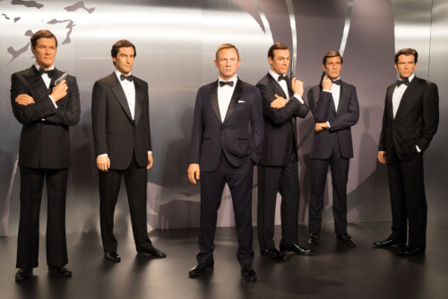 Madame Tussaud’s Waxwork Museum, all the James Bond Actors on Display, London, England, UK