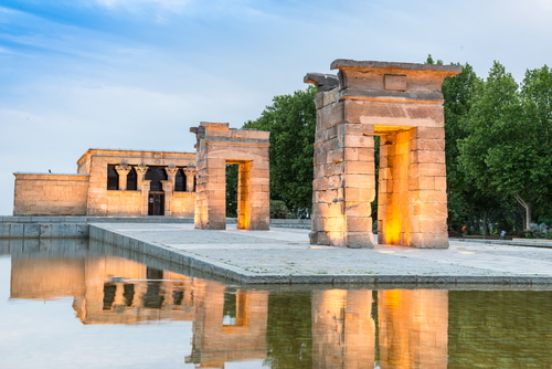 View of Temple of Debod during Sunset in Madrid, Spain