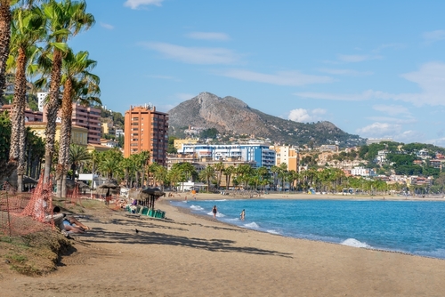 View of La Malagueta Beach in Malaga, Andalusia, Spain