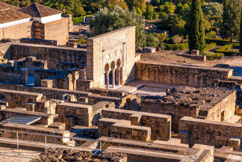 The ruins of Medina Azahara, a fortified Arab Muslim medieval palace-city near Cordoba, Andalusia, Spain