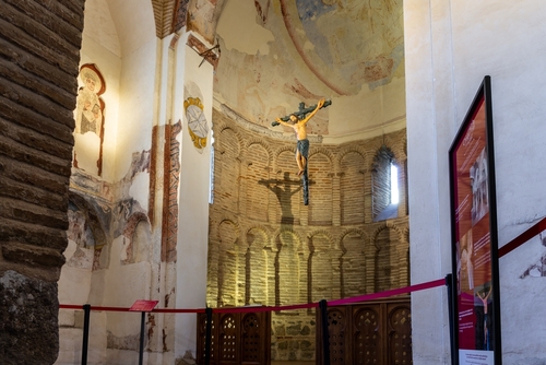 Interior view of Mezquita Cristo de la Luz, Moorish mosque built in the year 999, now a chruch in Toledo, Castilla La Mancha, Spain