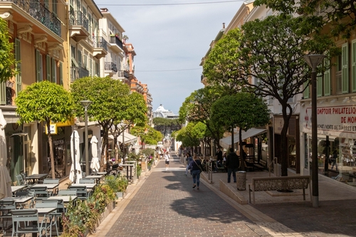 A view of Rue Princesse Caroline in the La Condamine ward of Monaco, Cote d'Azur, France