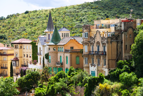 Old picturesque houses at Tibidabo mount, Barcelona, Catalonia, Spain