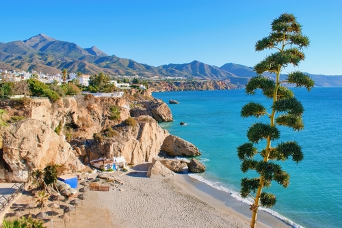 Beautiful view from Balcon de Europa, Nerja, near Malaga, Costa del Sol, Andalusia, Spain