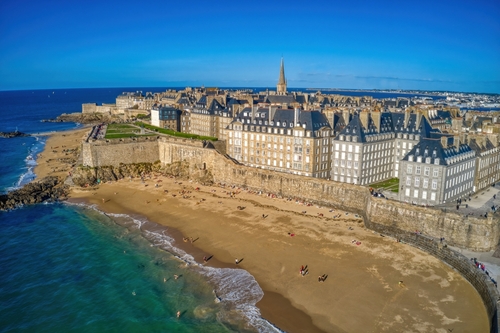 Aerial View of the Vacation City of Saint Malo, Normandy, France