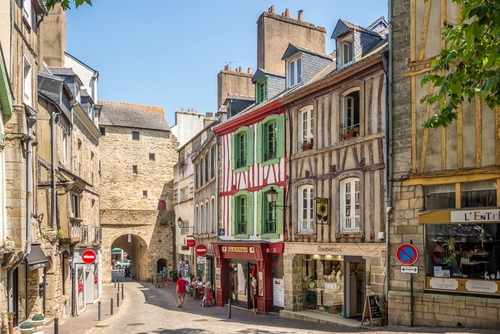 Prison gate in the streets of Vannes. Vannes is a commune in the Morbihan department in Brittany, France