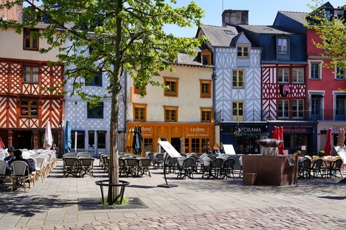 Beautiful half-timbered houses in Rennes, Brittany, France