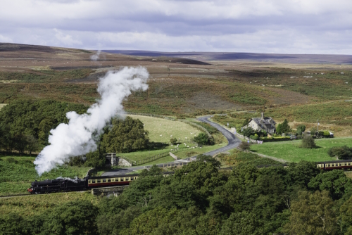 Steam engine on North Yorkshire Moors Railway in the North York Moors National Park, Yorkshire, England, United Kingdom