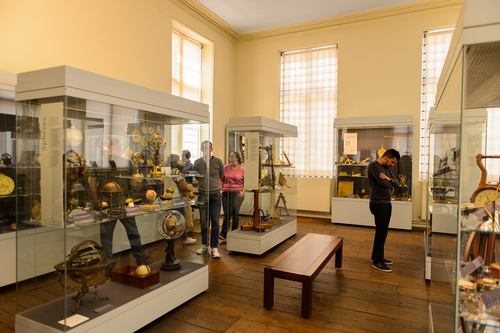 Interior of the Museum of the History of Science, Broad Street, Oxford, England, UK. It holds a collection of scientific instruments from Middle Ages to the 19th century