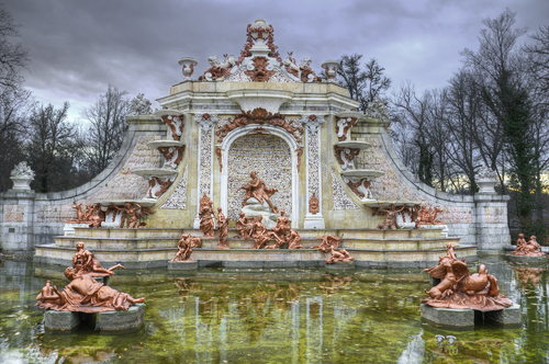 Fountain at palace gardens of La Granja de San Ildefonso, Segovia, Spain