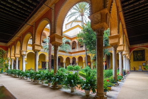 Main Courtyard at Las Duenas Palace (Palacio de las Duenas), Seville, Andalusia, Spain