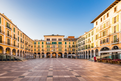 Plaza de Major main square in Palma de Mallorca city center, Mallorca island, Balearic Islands, Spain