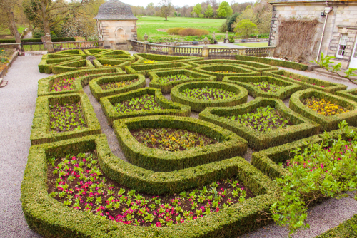 Beautiful gardens at Pollok House, a grand country manor in the heart of Glasgow, Scotland, UK