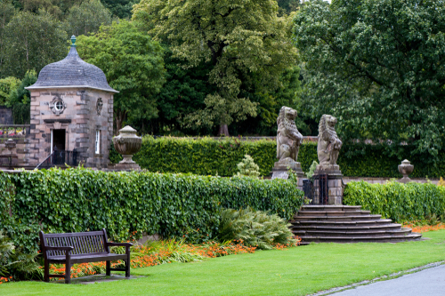 Beautiful green gardens of Pollok Country Park, Glasgow, Scotland, United Kingdom